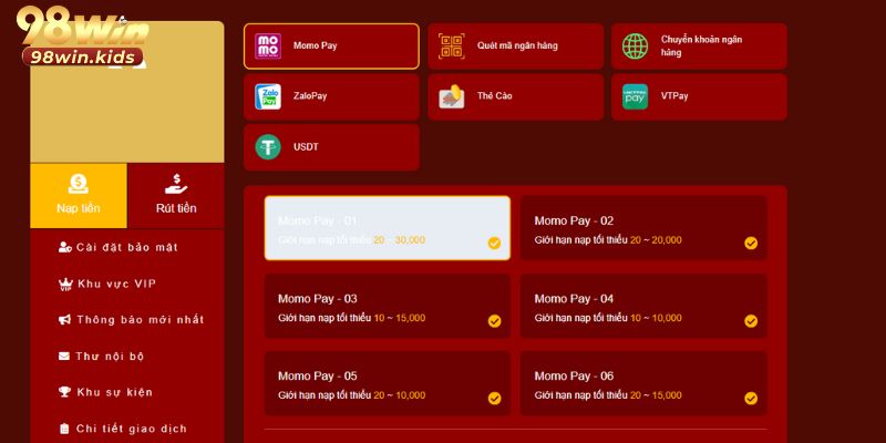 Nạp Tiền 98win - Hướng Dẫn 3 Phương Thức Tiện Lợi 2 Sân chơi hiện đang hỗ trợ khách hàng nạp tiền qua nhiều cách